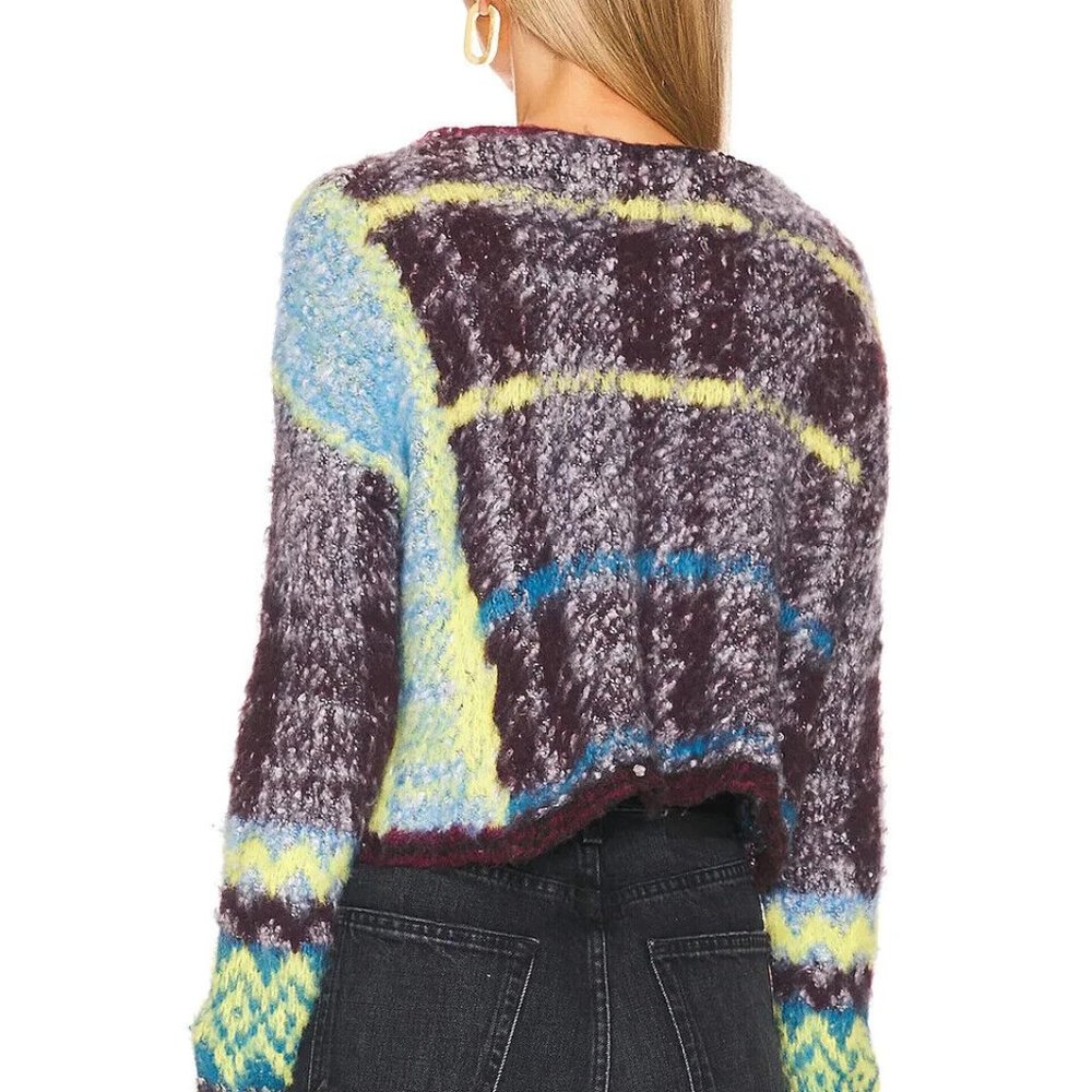 Free People Emerson Cropped Sweater Honey Wine Combo - Picture 5 of 6
